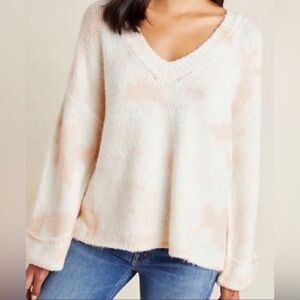 Anthropologie, pink and cream tie-dyed sweater, size S
